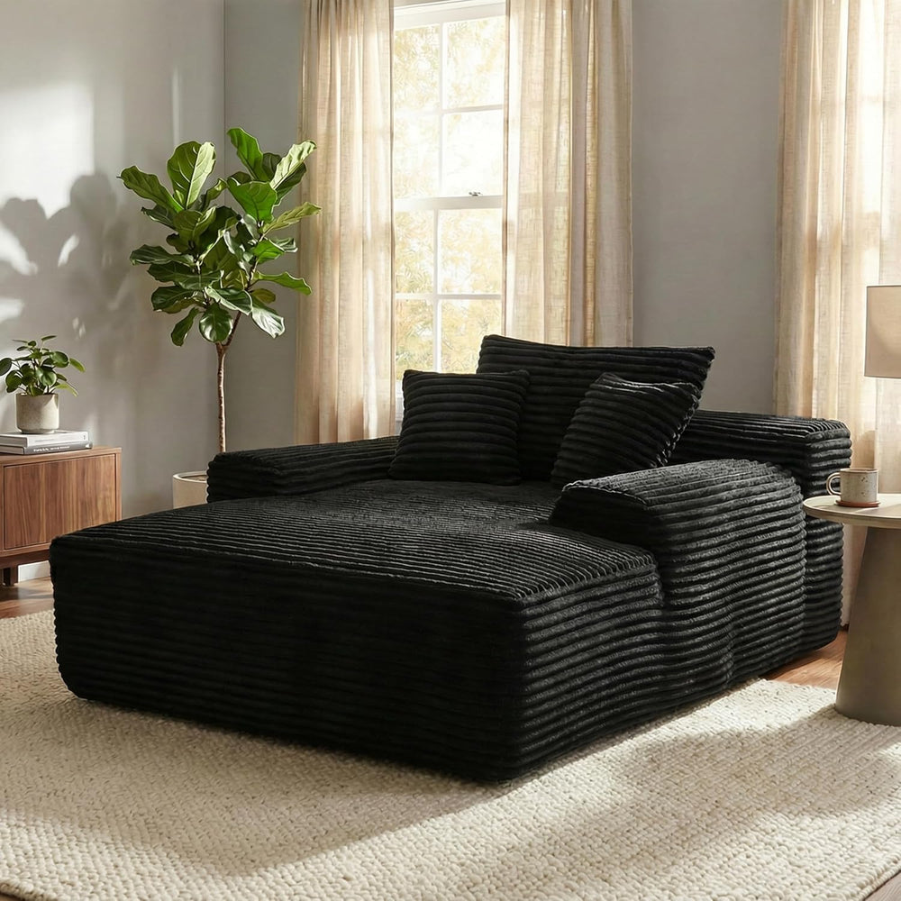 POEM PANDA 65" Oversized Boneless Chaise Lounge Chair Indoor, Black