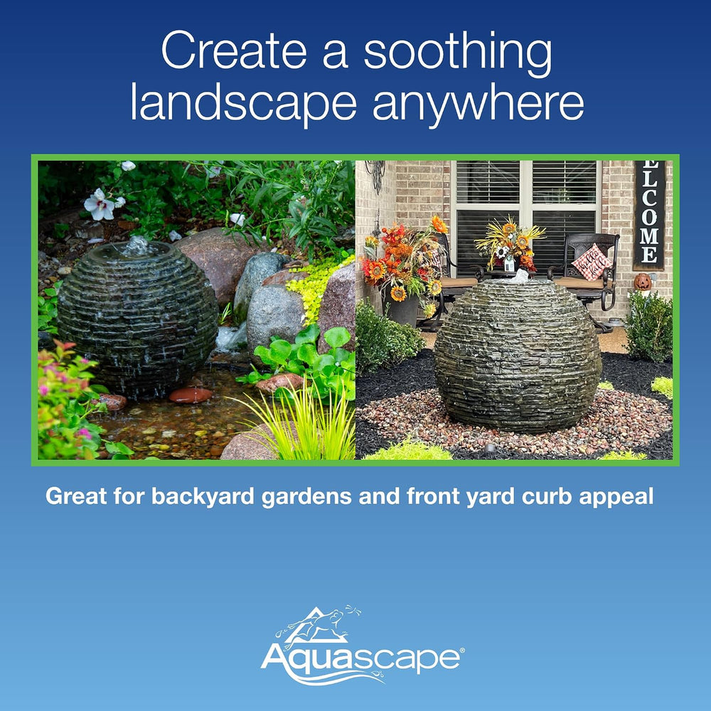 Aquascape Stacked Slate Sphere Fountain, 24 Inch Diameter 61 cm, Lightweight ...