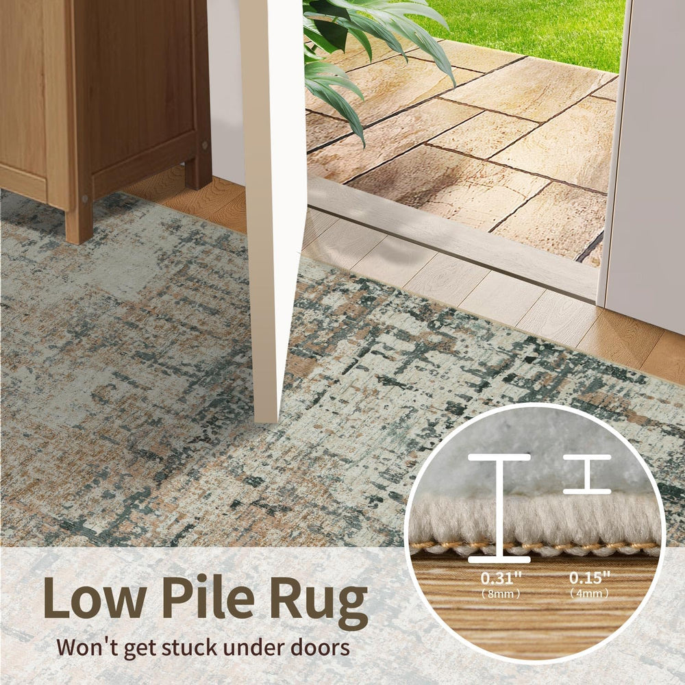 Rugxara 6x9 Green Rug,Modern Moss Abstrac Washable Rug for Living Room