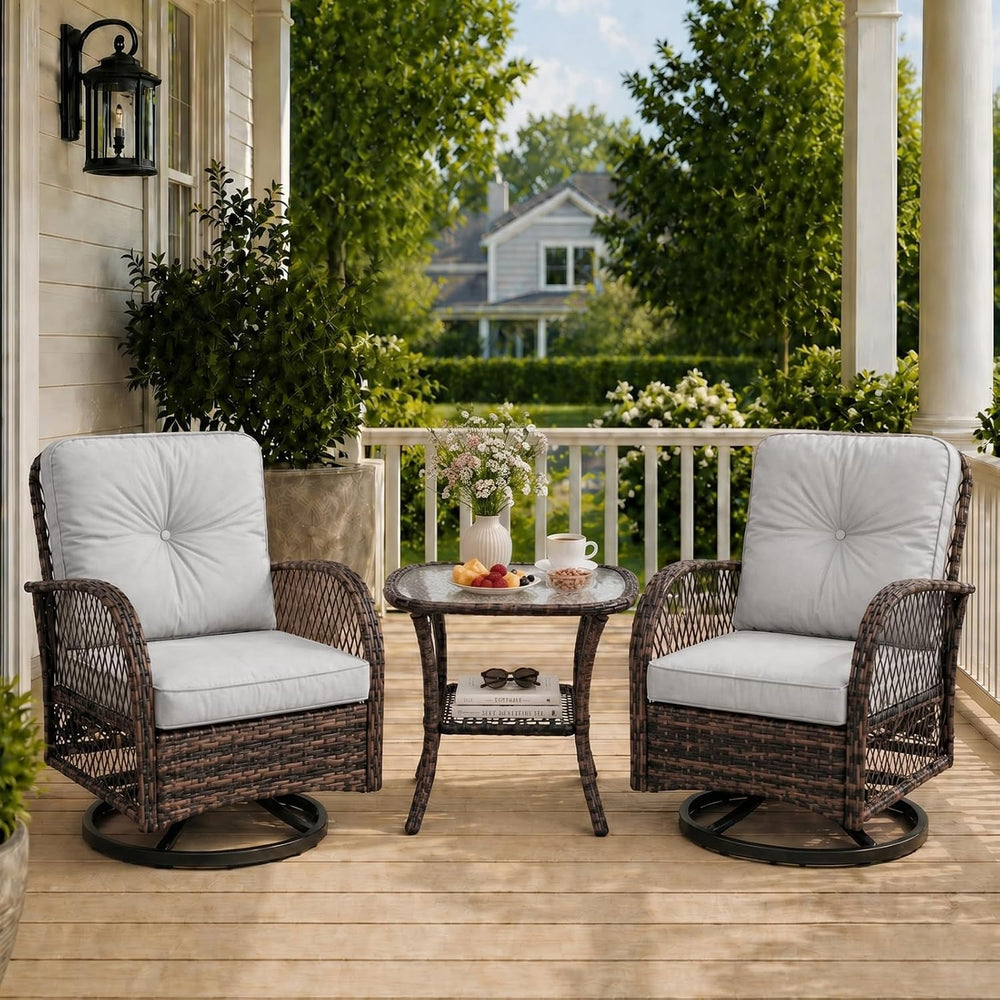 Outdoor Swivel Rocker Patio Chairs, 3 Piece Patio Furniture Set
