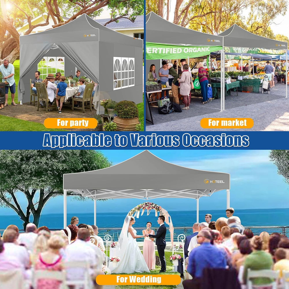 Hoteel 10x10 Pop Up Canopy Tent Gazebo, 420D Heavy Duty, 4 Sidewalls, White