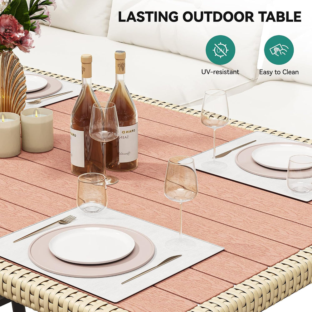 YITAHOME L-Shaped Rattan Patio Furniture Set Light Brown Beige