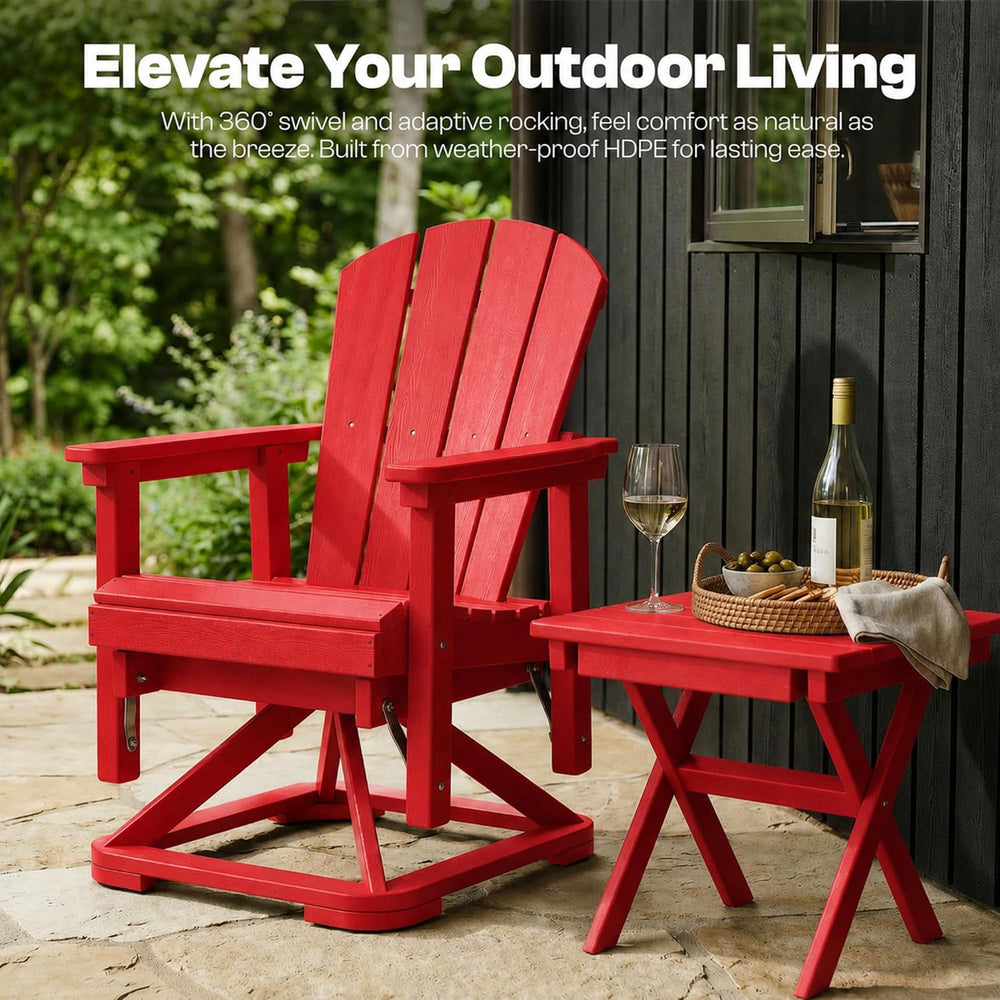 4-Piece Adirondack Swivel Glider Chair Set, Composite HDPE Outdoor Furniture ...