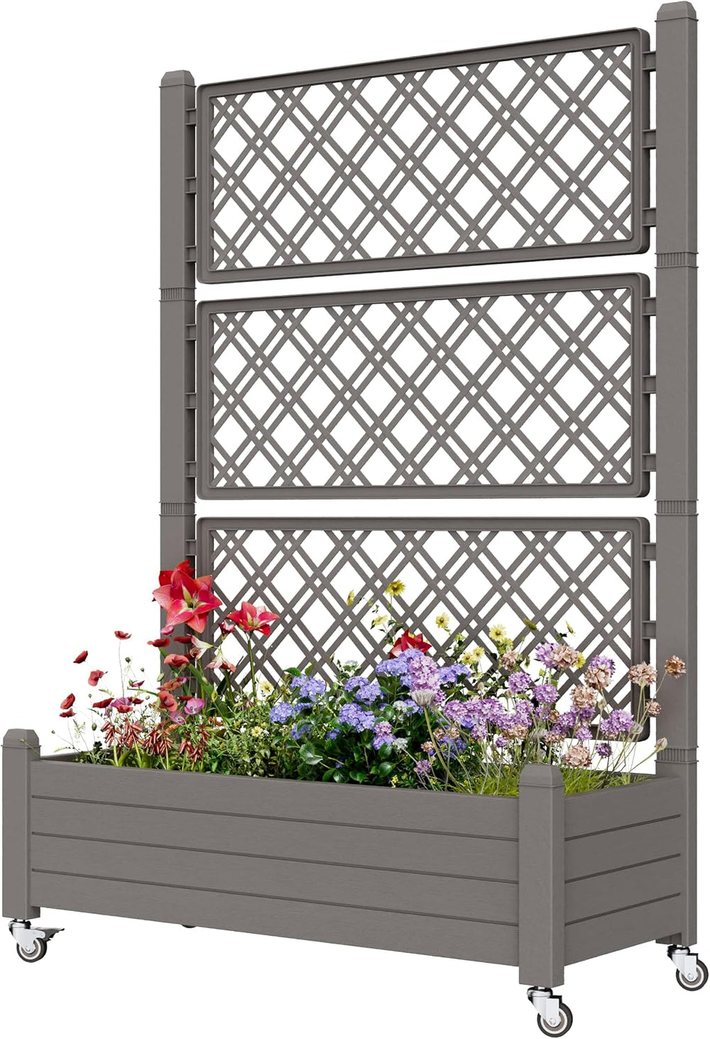 Elevated Raised Garden Bed with Wheels,Planter Box,Gray-61.2" h
