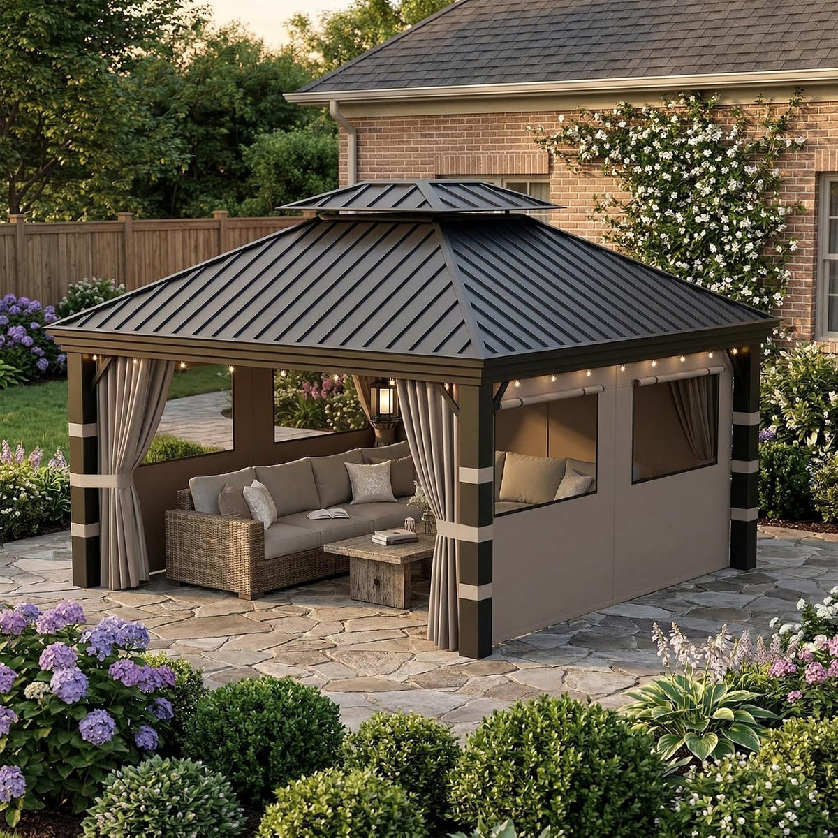 10x12 gazebo curtains outdoor waterproof, 4 privacy side on a desk or shelf