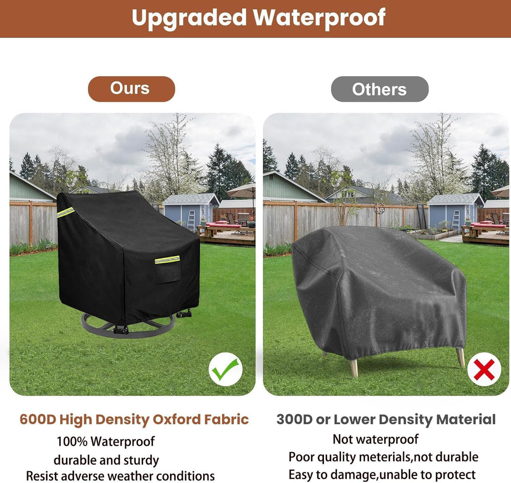 Outdoor Swivel Chair Cover 2 Pack,(32Wx35Dx36H inches )100% Waterproof Heavy ...