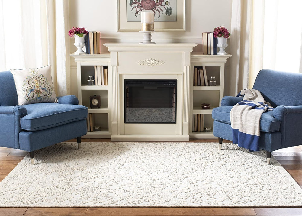 SAFAVIEH Trace Collection Area Rug - 10' x 14', Ivory, Handmade Wool,...