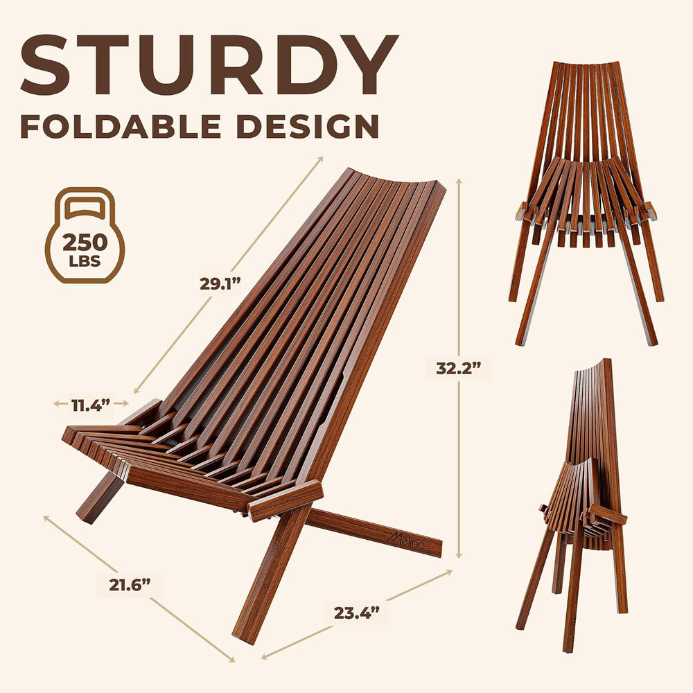 Melino Wooden Folding Tamarack Chairs, FSC Certified Acacia Low Profile Adiro...