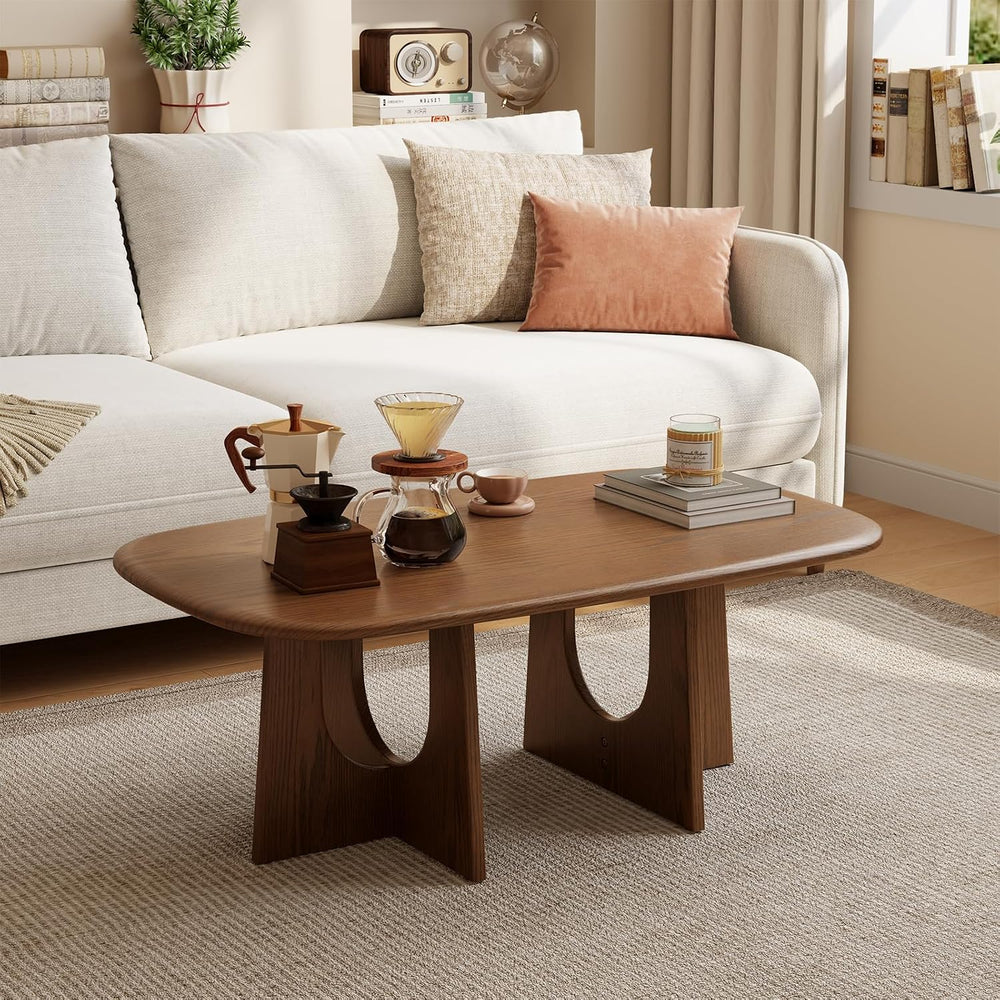 Solid Wood Coffee Table, Mid-Century Modern Center Table for Living Room, FAS...