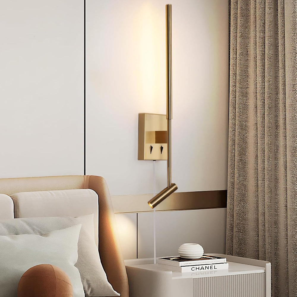 Modern Plug in Wall Sconce Indoor Ambient Lighting for Bedroom, Gold LED Wall...