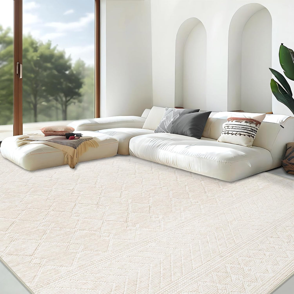 Area Rug for Living Room 9x12: Large Washable Boho Moroccan Rugs Geometric Ne...