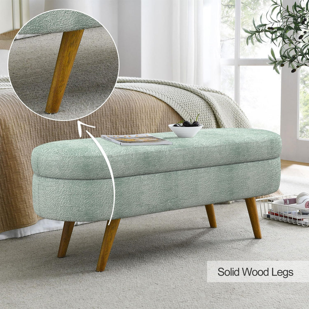 43.5" Fabric Storage Ottoman Bench for Bedroom,Upholstered Boucle Ottoma...