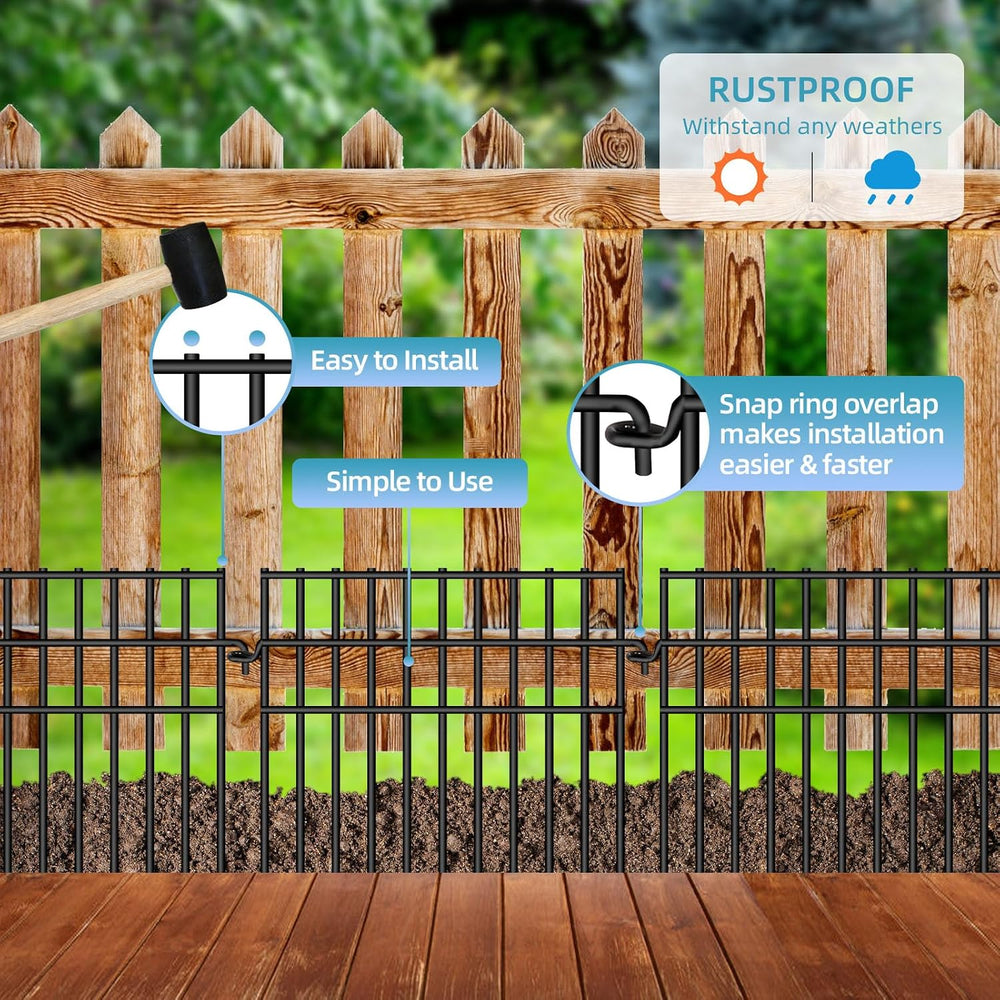 37ft (L) X 13in (H) Garden Animal Barrier Fence, 26 Pack No Dig Dog Fence Bor...