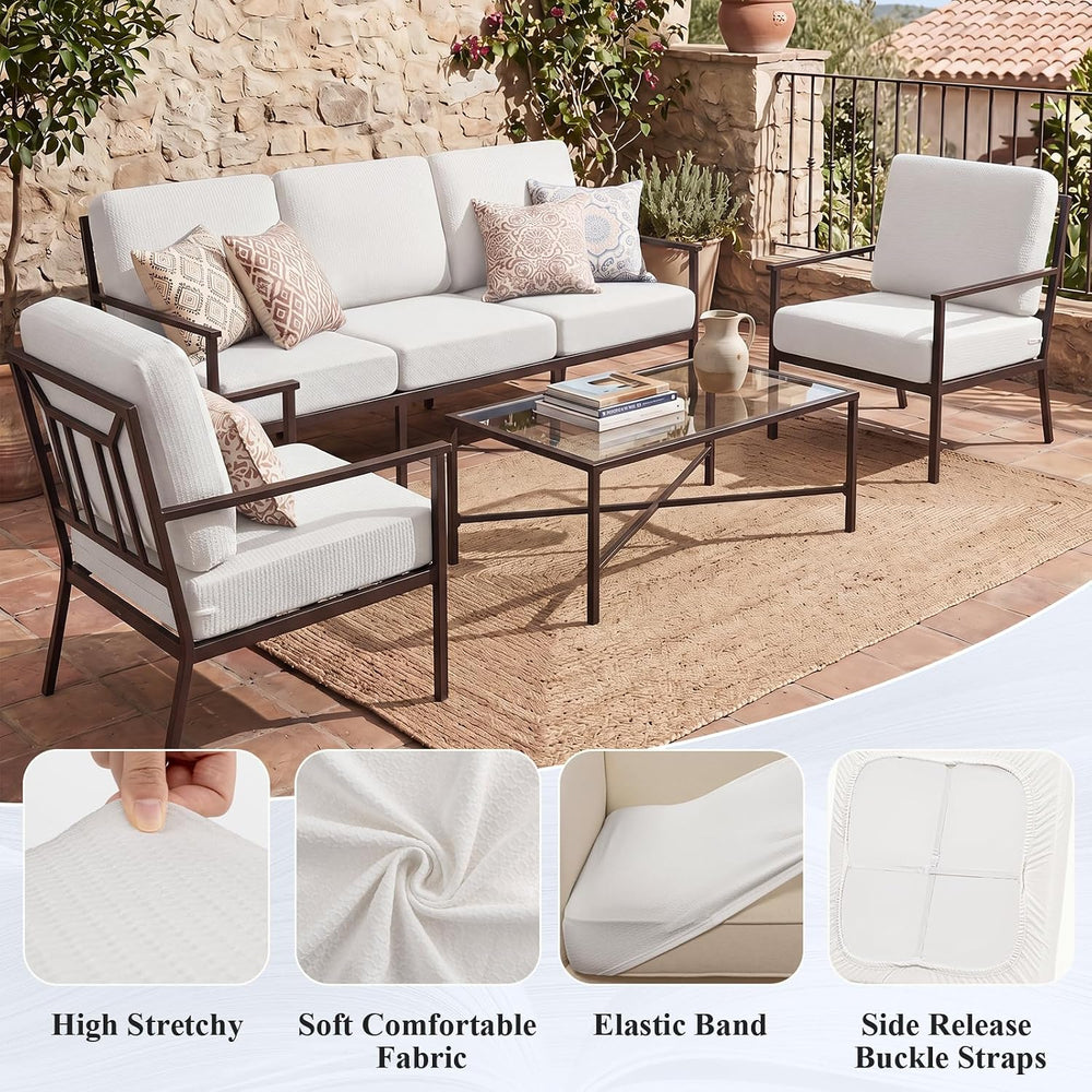 Outdoor Cushion Covers 8 Piece, Replacement Patio Cushion Covers, White