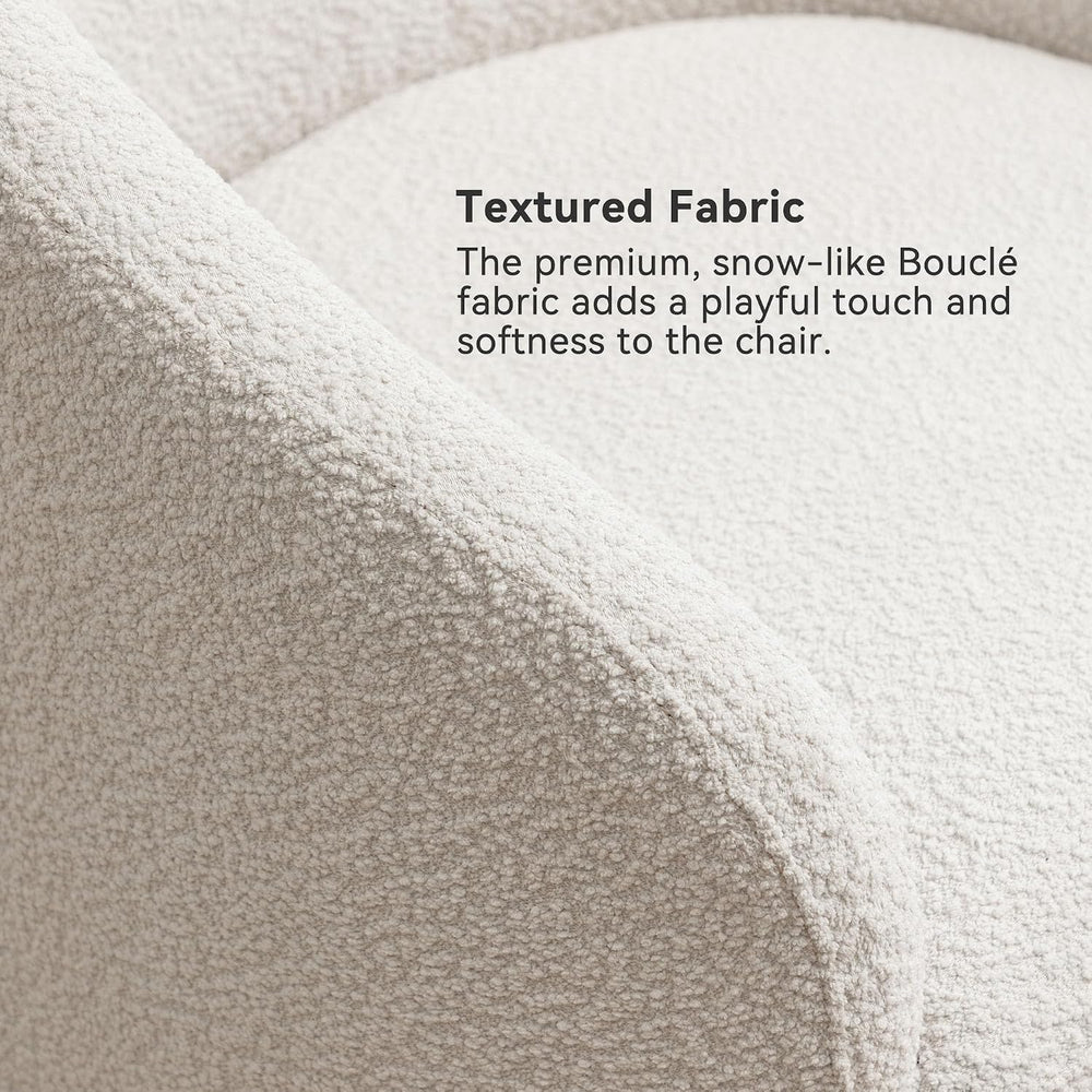 KINWELL 32" Wide No Assembly Boucle Swivel Barrel Chairs Set of 2, White