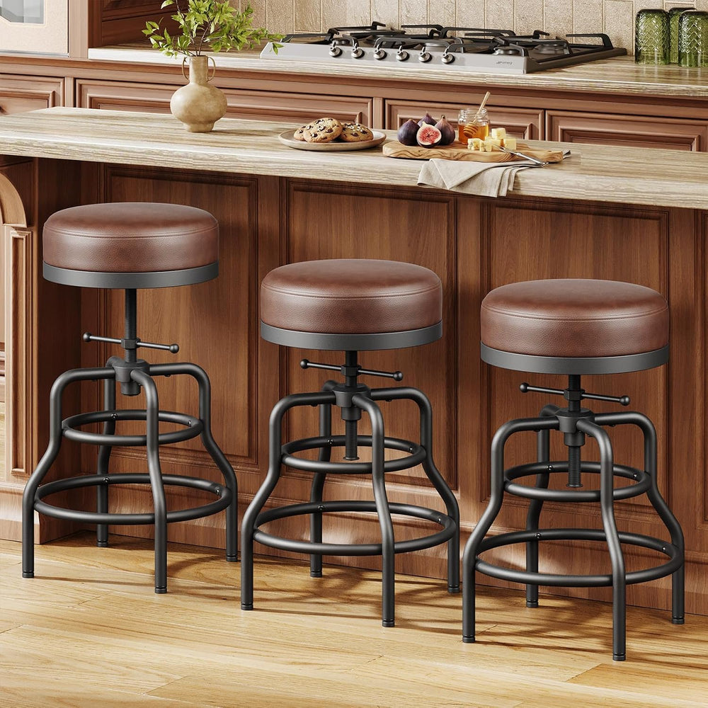 Raynesys 22-29 Inch Adjustable Height Industrial Swivel Bar Stools Set of 3