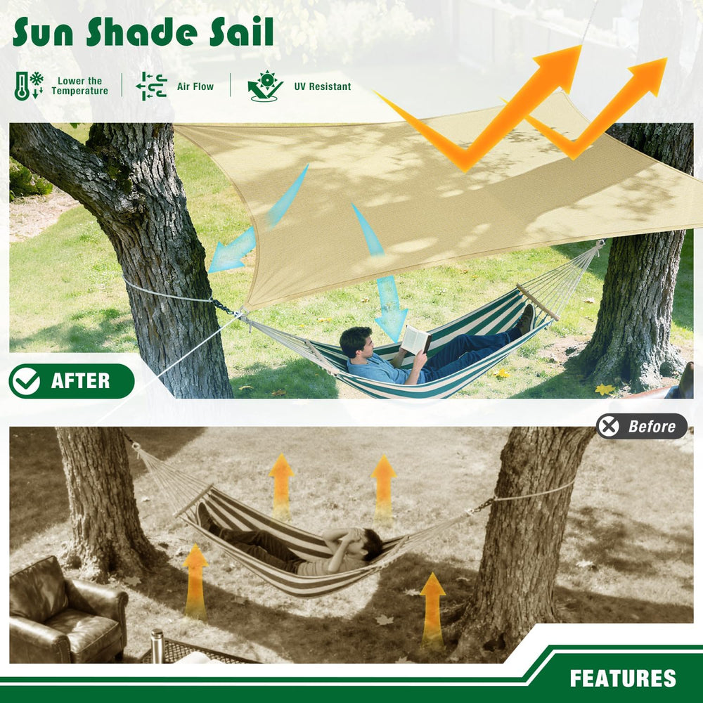 Sun Shade Sails 13'x20' Rectangle Outdoor Sunshade Canopy UV Block Co...