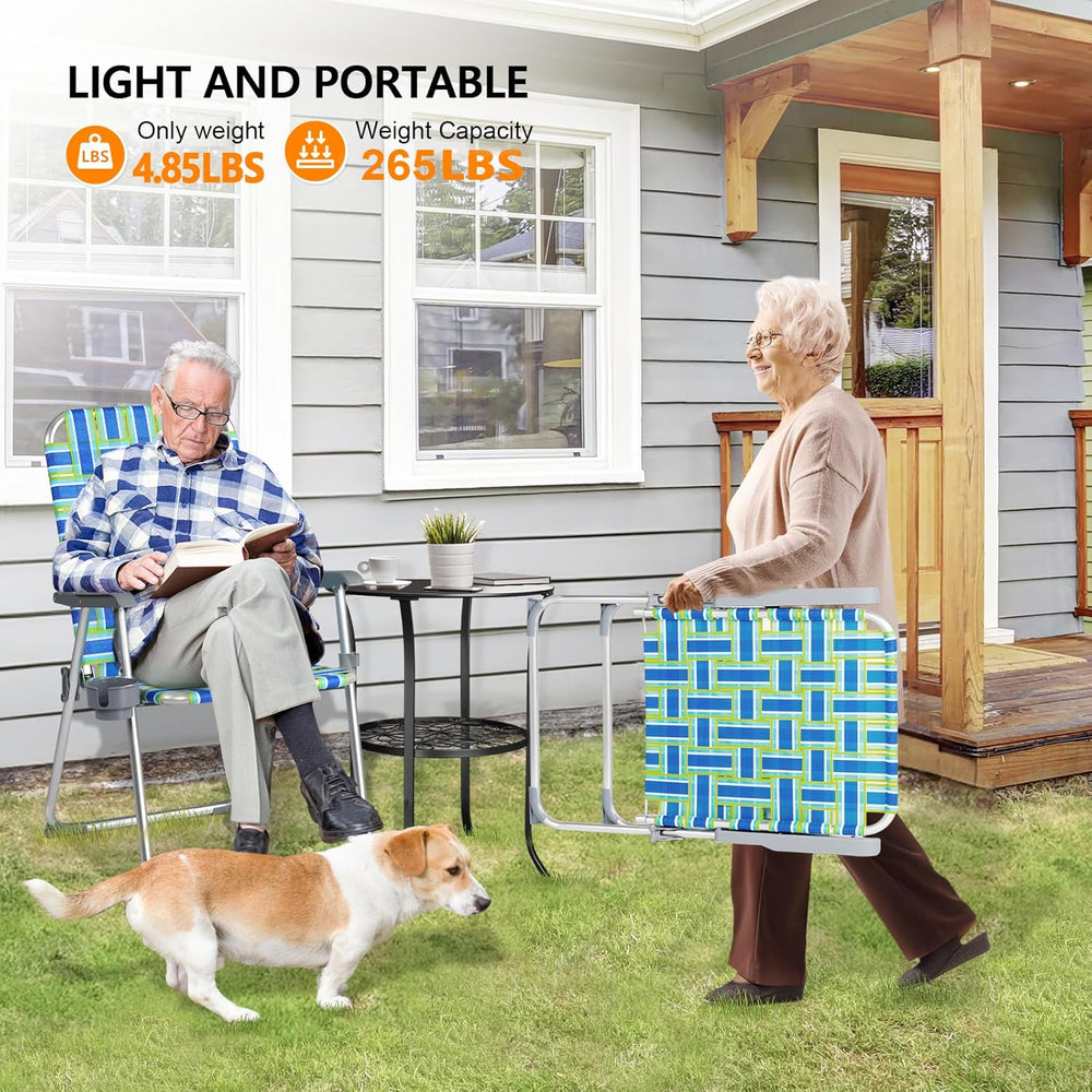 VINGLI Aluminum Patio Lawn Chairs Folding Set of 2 with Detachable Cup Holder...