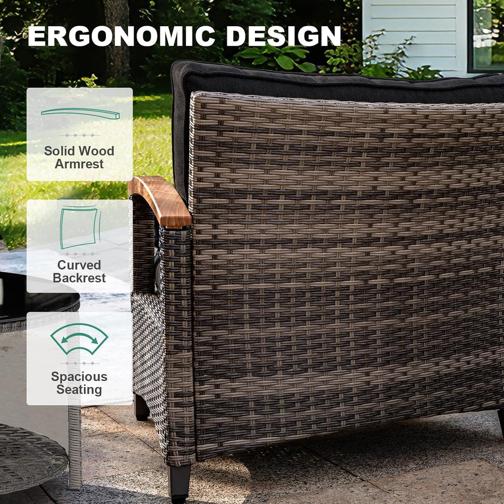 MEISSALIVVE 11-Piece Half-Moon Curved Outdoor Patio Furniture Set, Sectional ...