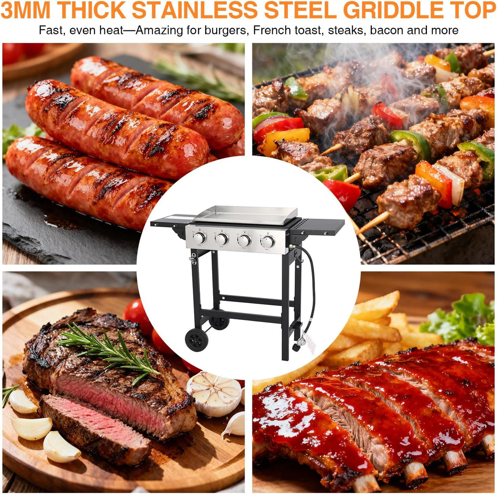 Propane Gas Griddle 4-Burner, Flat Top Grill Griddle, Outdoor Gas Stove with ...