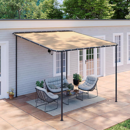 Aoxun 10x10 Lean-to Gazebo,Sloped Pergola Porch Canopy Awning for Patio