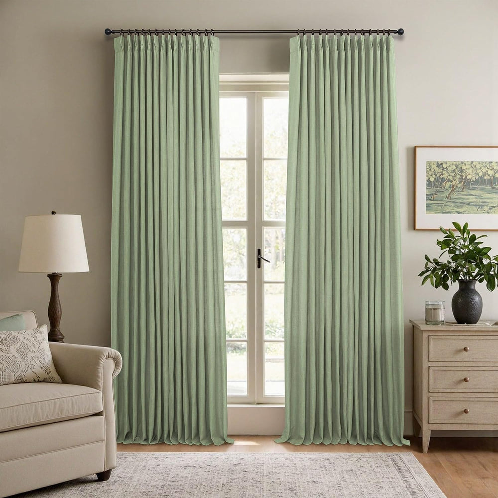 Sage Green Curtains 84 Inch Length 2 Panels for Bedroom Aesthetic Pinch Pleat...