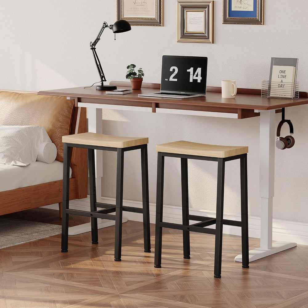 Homeiju Bar Stools, Counter Height Bar Stools Set of 2, 23.6 Inch Saddle Stoo...