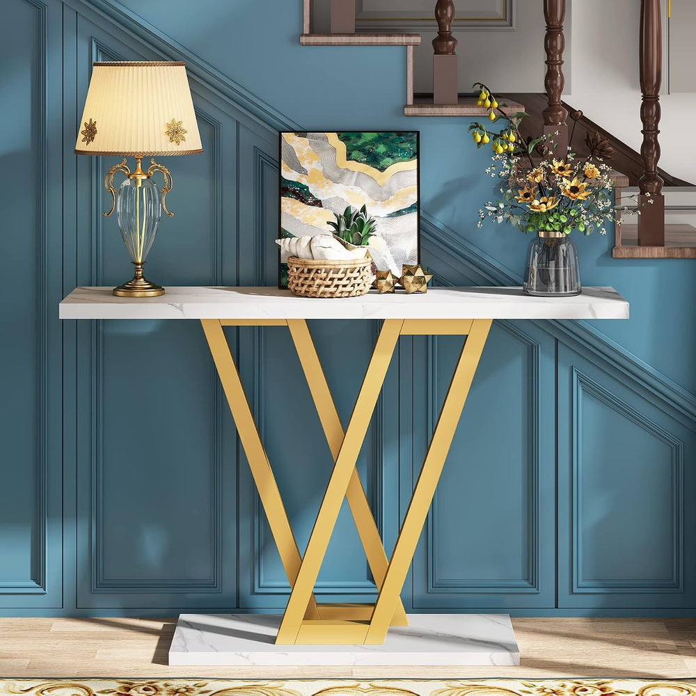 Tribesigns Gold Console Table, Modern Hallway Table for Entryway, 43 Inch Ent...
