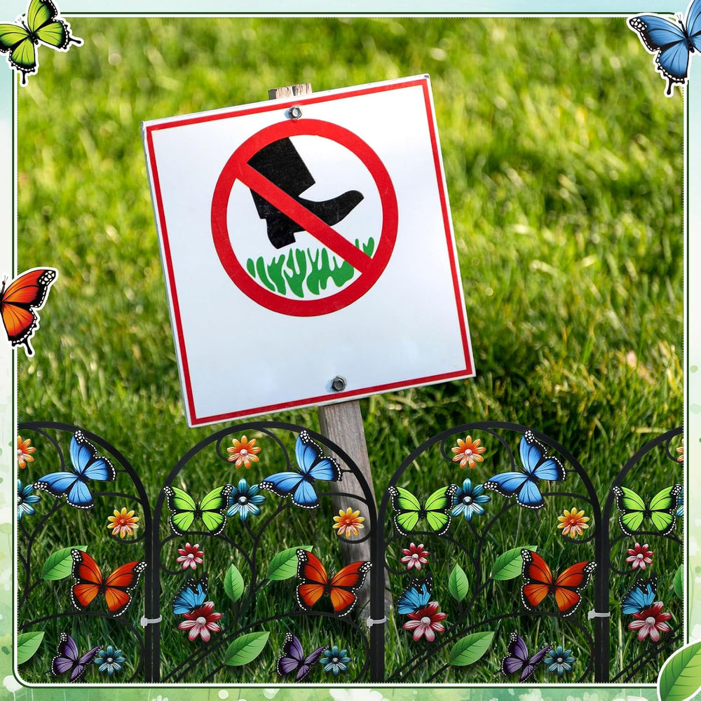 Yaocom 12 Pack Butterfly Garden Fence 16.5" H x 11.8" W Metal Stake