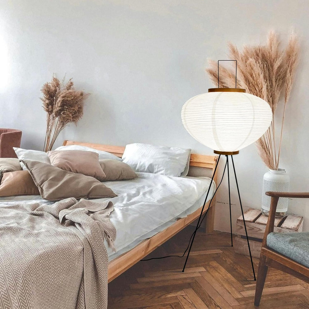 Rice Paper Floor Lamp, Japanese Paper Lantern for Wabi Sabi Decor