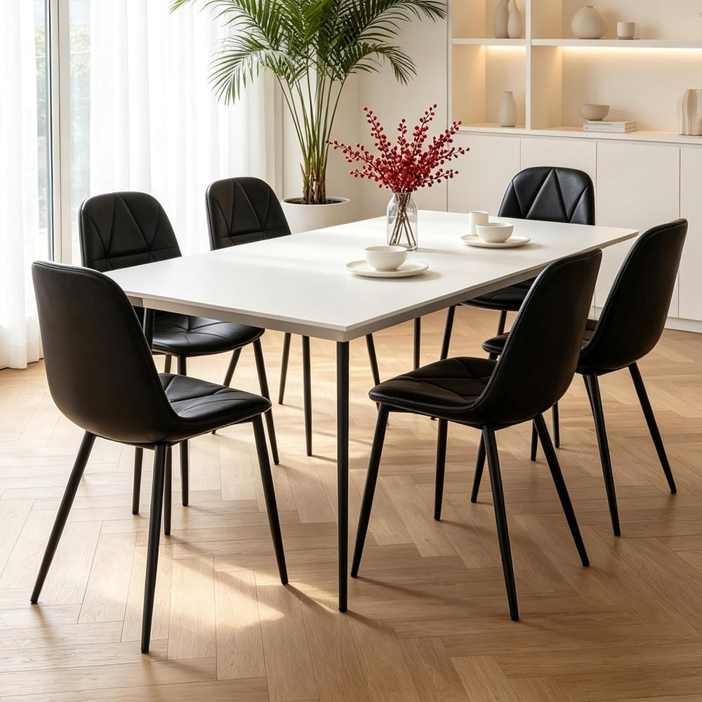 Set of 4 Black Dining Chairs – Modern Armless Kitchen & Dining Chairs, Fa...