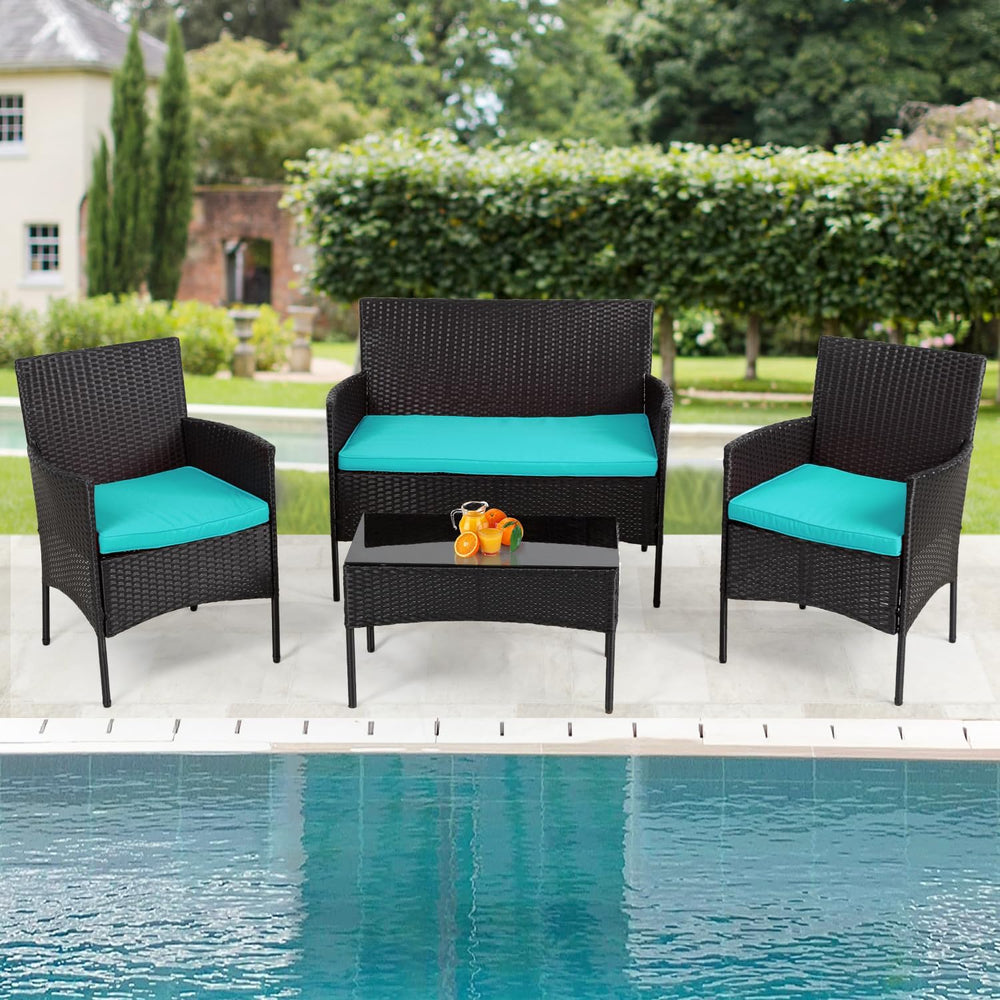 4 Pieces Conversation Set Modular Outdoor Furniture Set Water Resistant Patio...