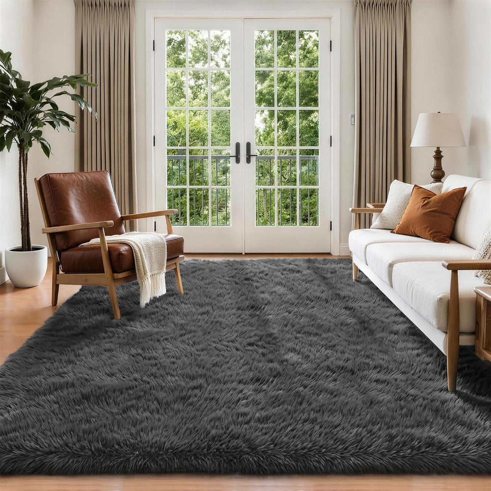 6x9 Area Rugs for Living Room Bedroom,Ultra Soft Fluffy Shag Rug Grey
