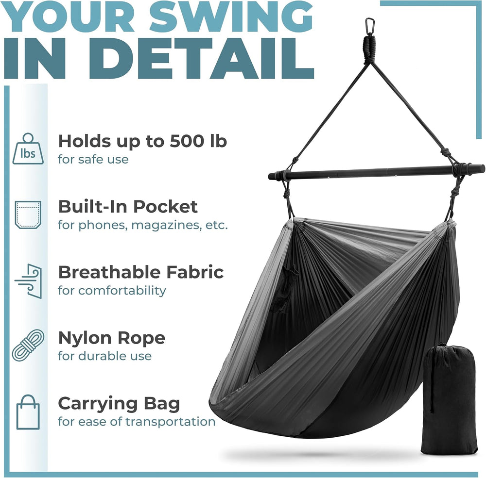 Sorbus Sensory Swing, Hammock Swing, Outdoor Hanging Pod Chair (Black)