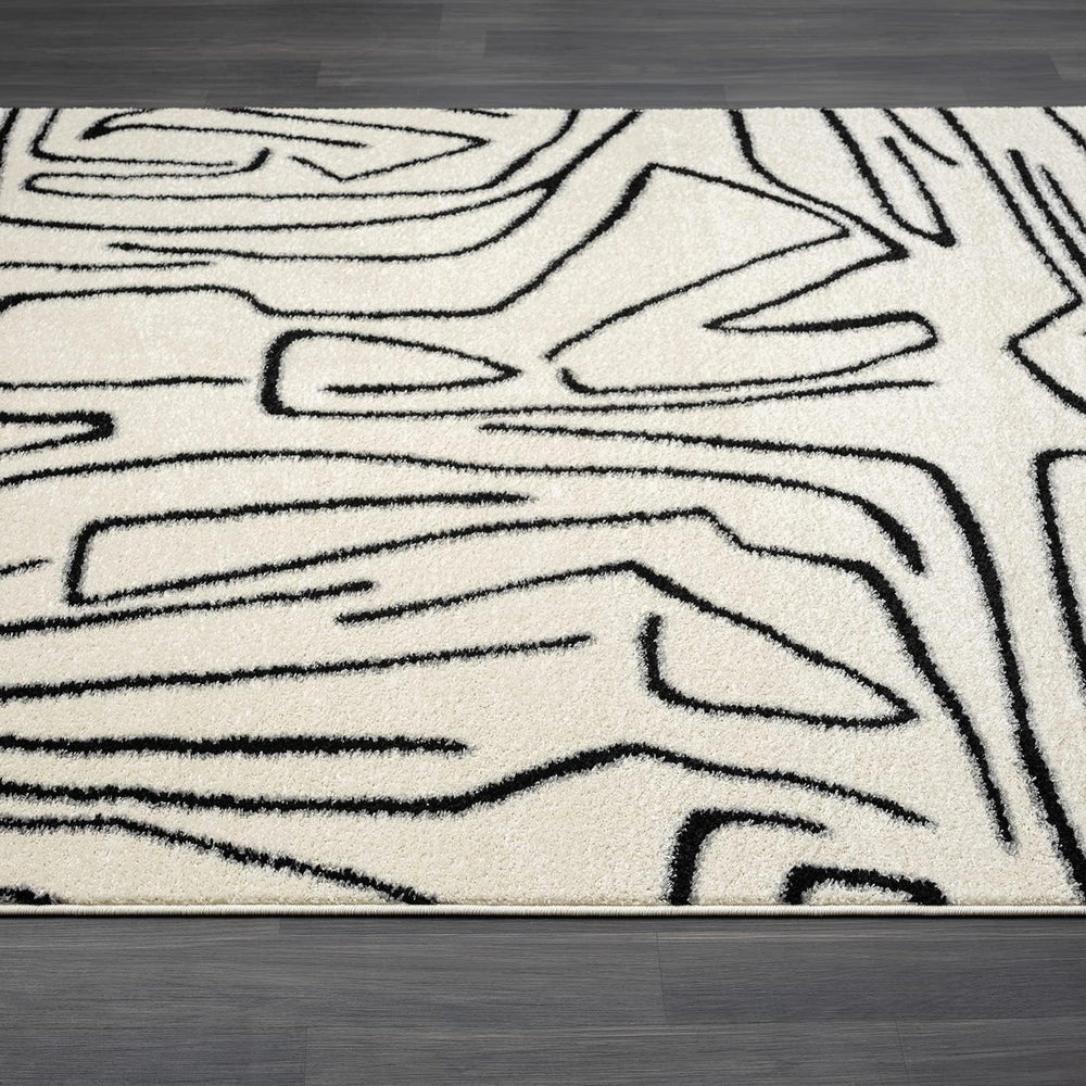 Abani Abstract Beige/Black Area Rug - 5'x8' - Modern Animal/Natural L...