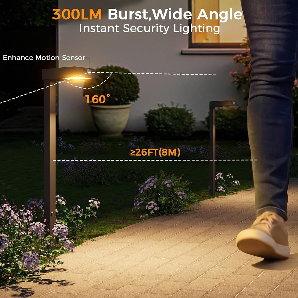 XMCOSY+ Solar Pathway Lights, 6 Pack Metal Motion Sensor Outdoor Lights