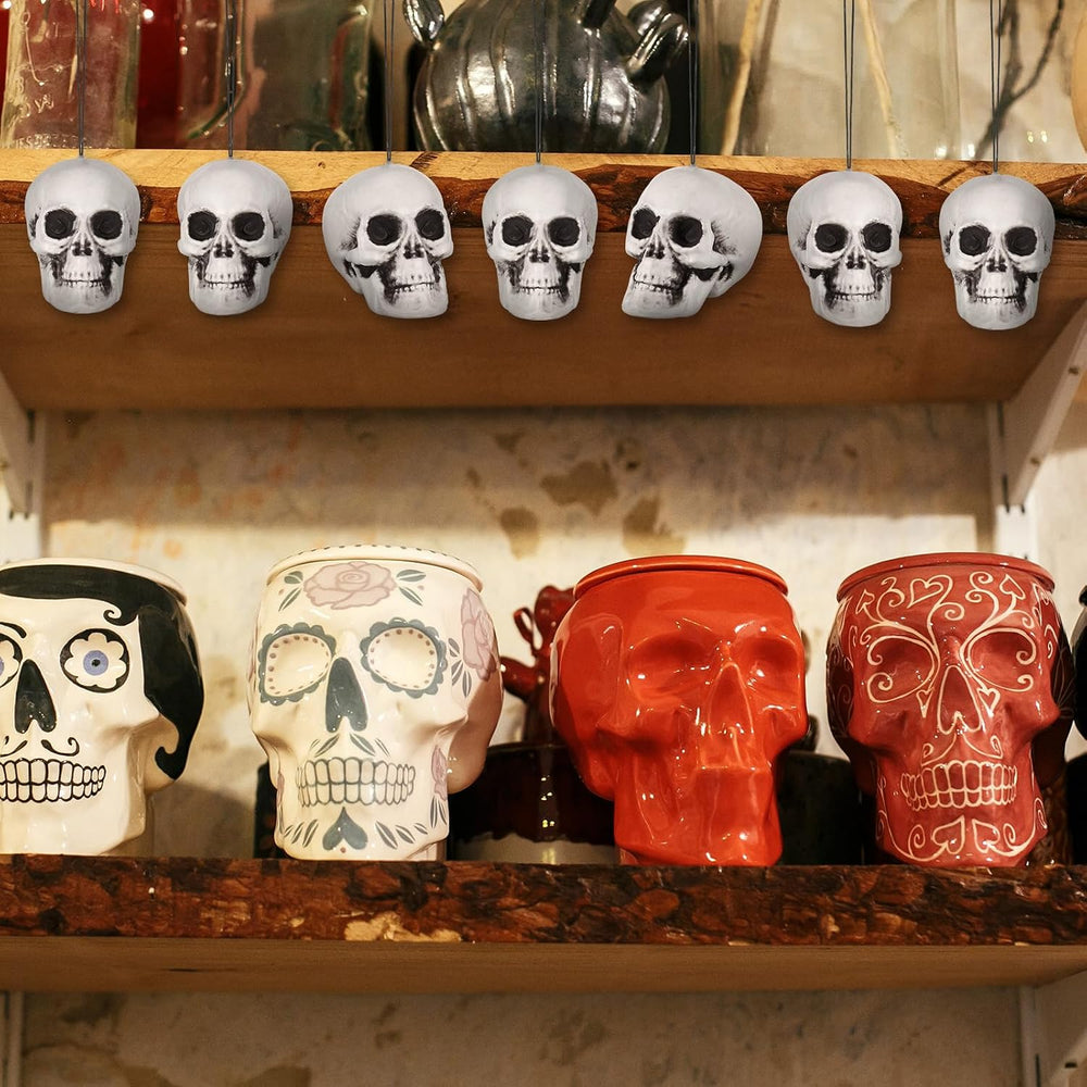 Lenwen 24 Pcs Skull Halloween Hanging Tree Ornaments, 3.15x2.8x2.17''