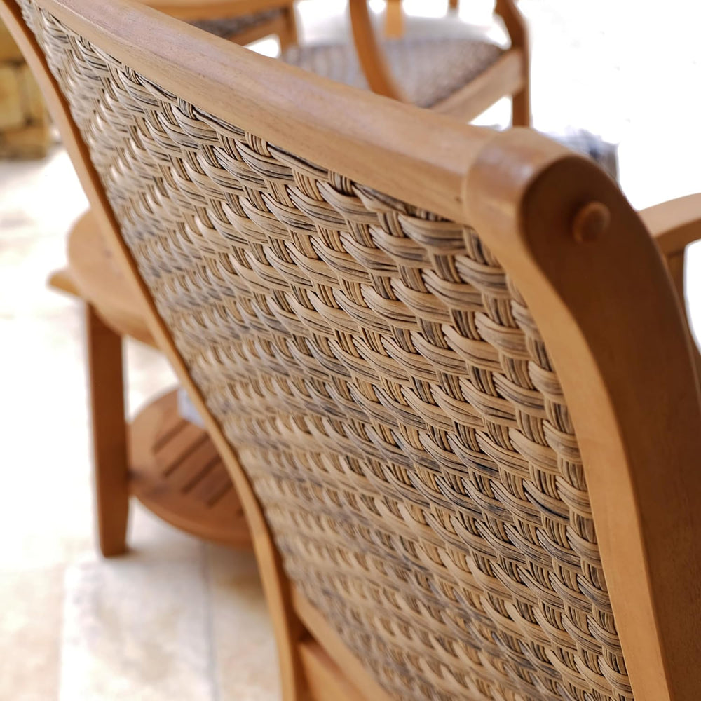 Cambridge Casual Dunham Teak Porch Rocking Chair Brown Wicker, Padded Woven S...