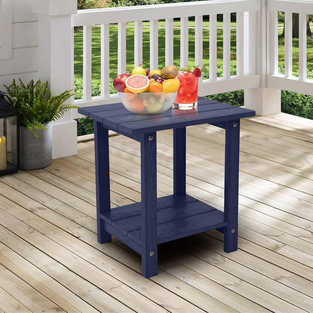 Outdoor Side Table, Weather Resistant Double Small Adirondack Side Table, Out...