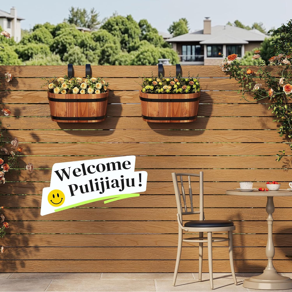 Railing Planters, 2‑Pack Hanging Flower pot, plant window hanger Bucket Pot