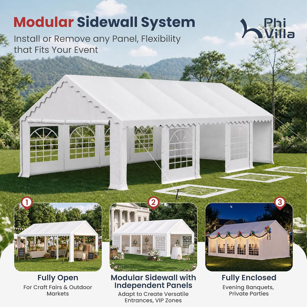 PHI VILLA Party Tent 16x32ft, Heavy Duty Wedding Events Tents for Parties