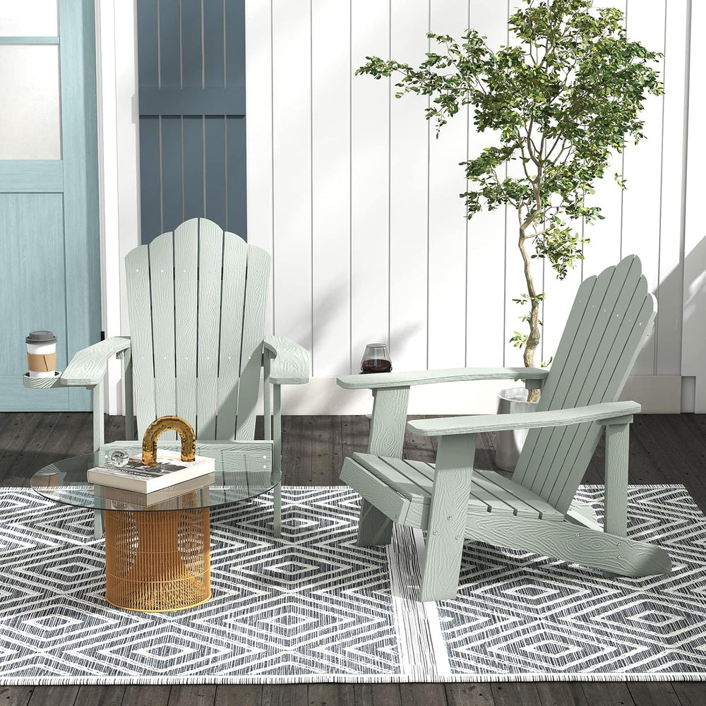 Tangkula Oversized Adirondack Chair, Patio Lounge Chairs w/Adjustable Cup Hol...