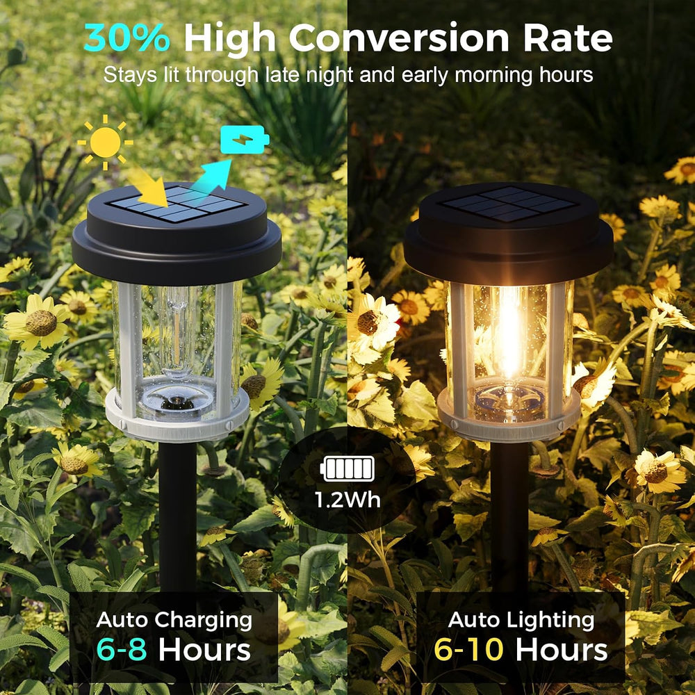 XMCOSY+ 6 Pack Solar Pathway Lights Outdoor, 20 LM Solar Lights for Garden
