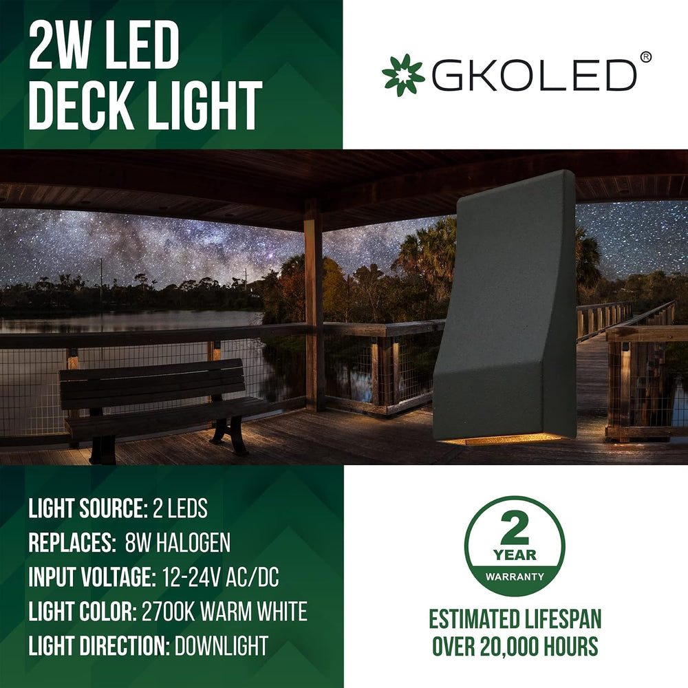 GKOLED Low Voltage LED Wedge Deck Rail Light, Landscape Railing Post Fence Ac...