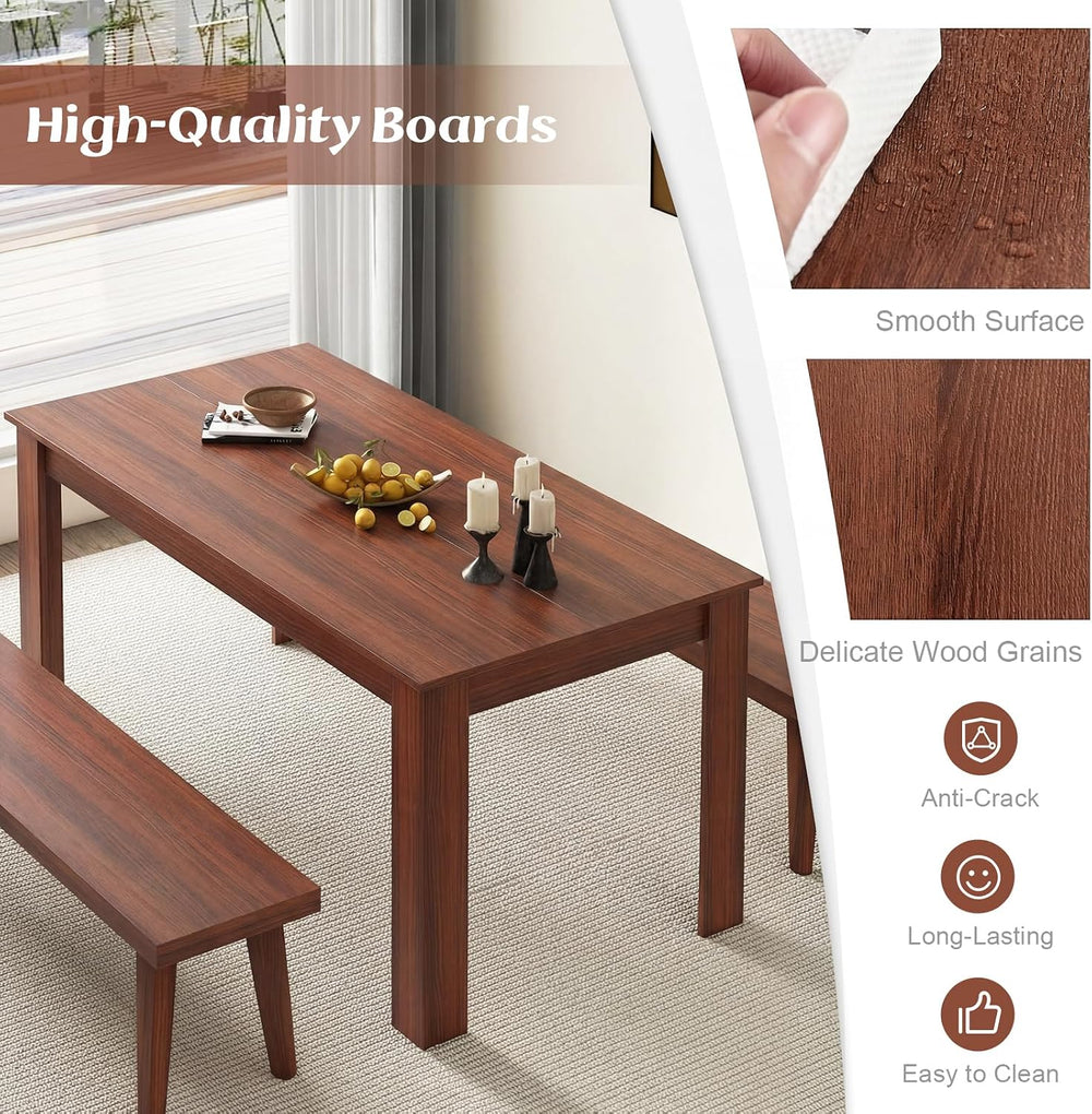 GIANTEX Dining Table for 4-6, 63" Large Rectangular Kitchen Table, Walnut