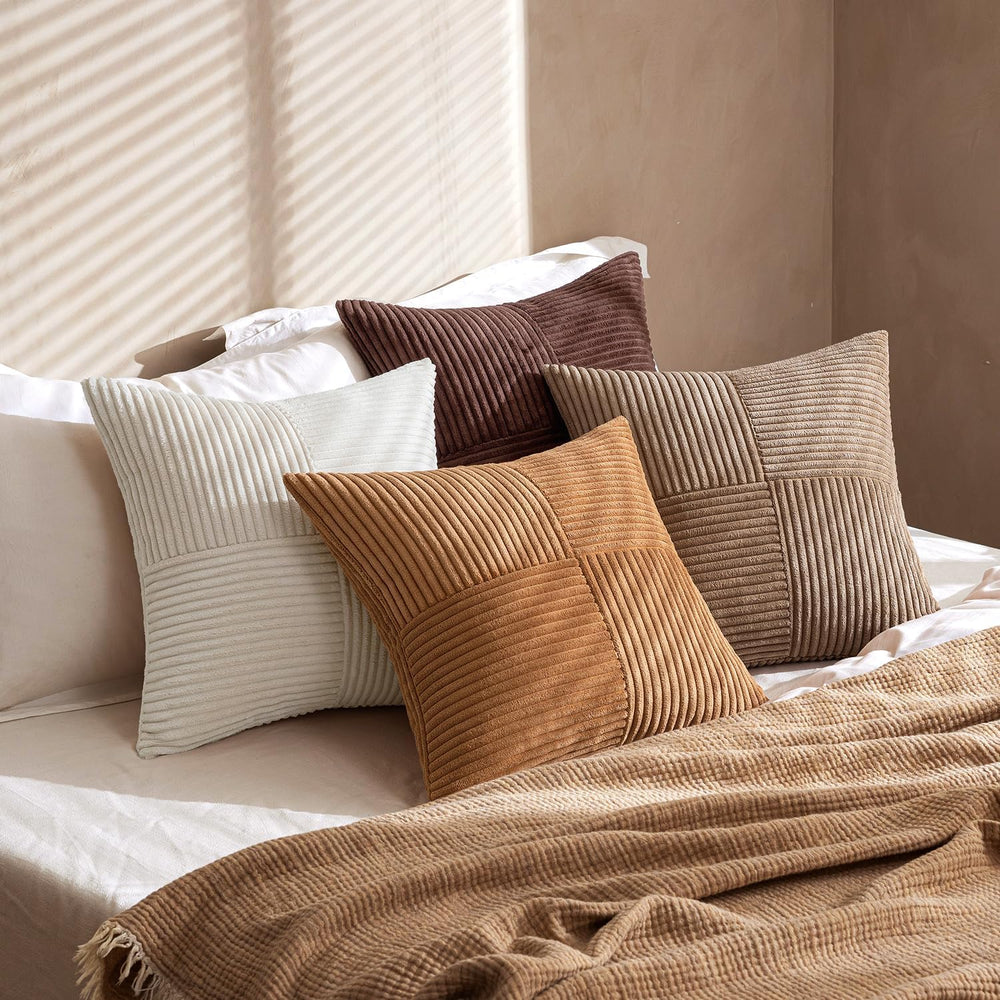 MIULEE Brown Throw Pillow Covers 20x20 Inch Set of 4 Boho Farmhouse Cushion C...
