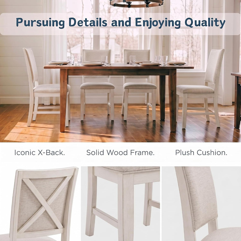 chairus Farmhouse Dining Chairs Set of 4, Upholstered Armless Dining Room Cha...