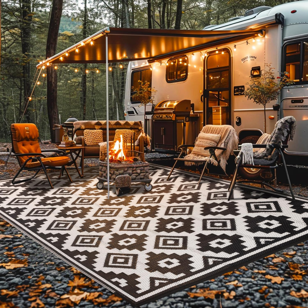 Shilucheng 8x10 ft Outdoor Rug for Patio, Modern Waterproof Area Rug