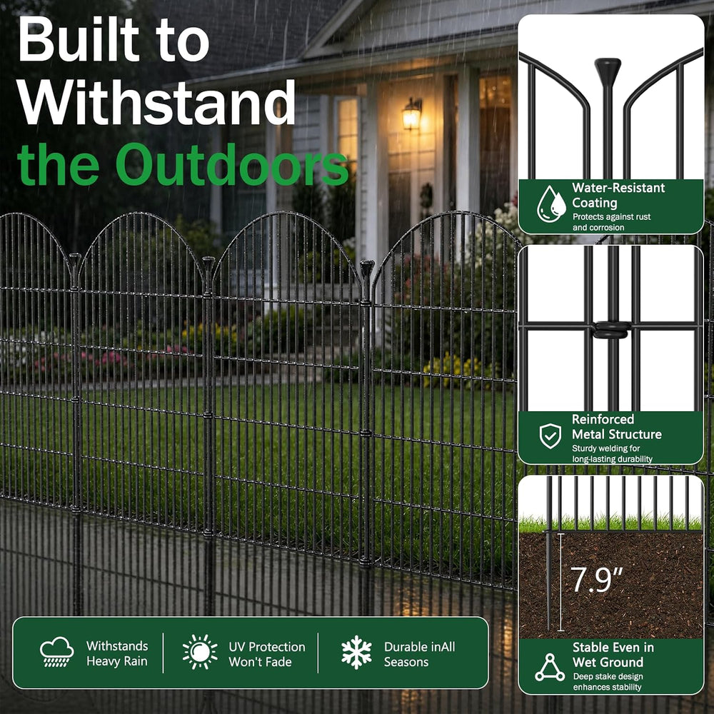 No Dig Garden Fence Panels, Dog Fence Outdoor for Yard, 12 Pack