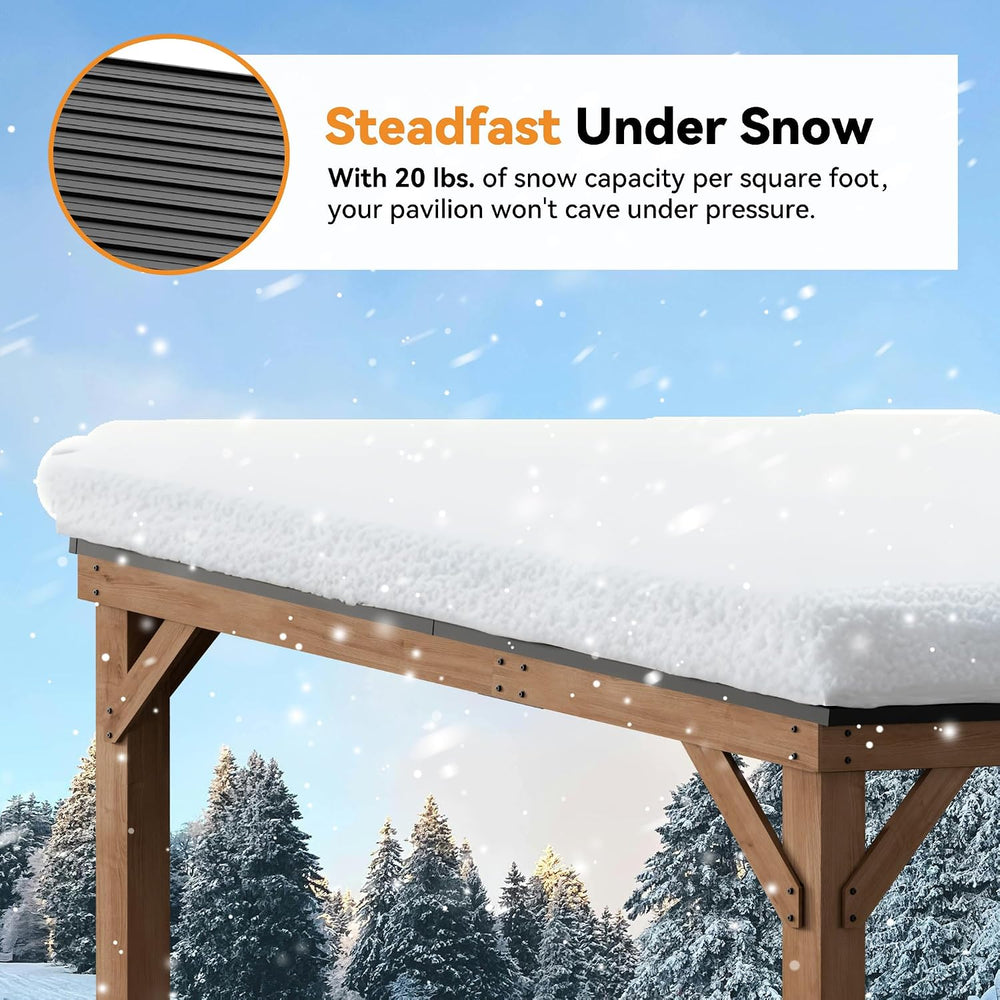 Modern Shade Wood Grill Gazebo 10' x 12' with Sloped Galvanized Steel...